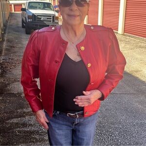 Gorgeous Faux Leather Jacket Red Size S